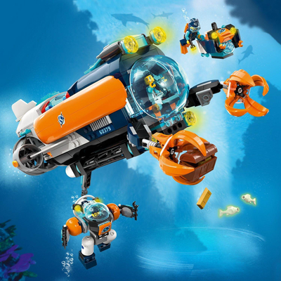 Set lodrash LEGO City Deep-Sea Explorer Submarine 60379, nëndetëse nënujore, 7+ vjeç, shumëngjyrësh