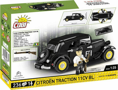 Set gureza ndërtimi Cobi Historical Collection Citroen Traction 11CV, 1:35, me figur ushtari, shumëngjyrsh