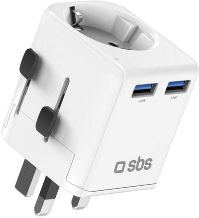 Adapter udhëtimi universal SBS, EU, 2x USB-A, i bardhë