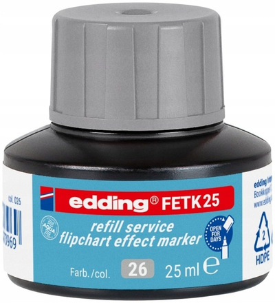 Bojë zëvendësuese Edding FETK 25, për marker flipchart, 25ml, gri argjendi