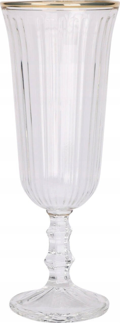 Gotë shampanje Champagne Flute, 120ml, qelq transparent, me detaj ari