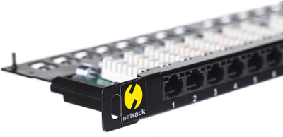 Пач панел NetRack 19\" 0.5U, 24 порти, Cat 6 UTP, црн