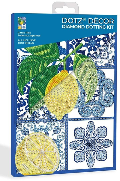 Set pikturimi me diamant DIAMOND DOTZ Citrus Tiles, 11.8"x7.9", për të rritur, shumëngjyrësh