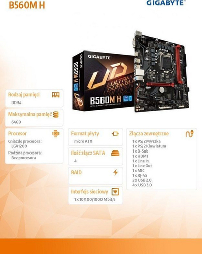 Pllakë amë Gigabyte B560M H- Intel B560