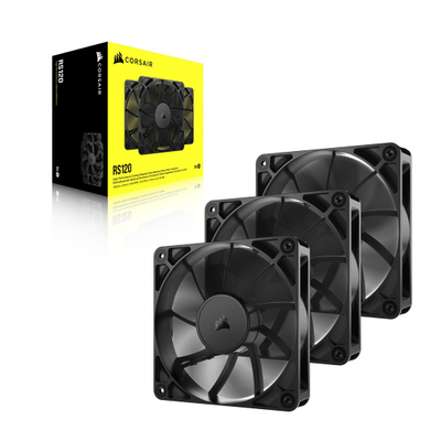 Ventilatorë për kasë CORSAIR RS120, set 3x120mm, PWM, të zinj