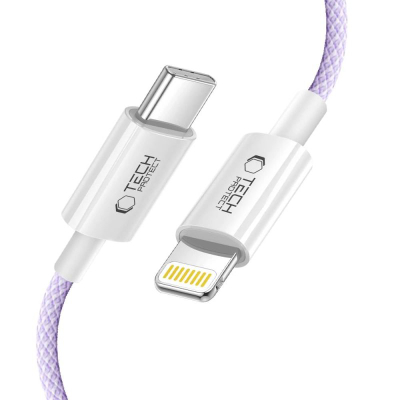 Kabllo karikimi Tech-Protect Ultraboost Lite Lightning, USB-C në Lightning, PD 27W 3A, 1m, lejla