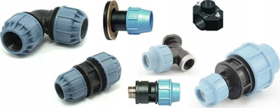 Колено-спојка Unidelta PE FI 40mm, 5/4\", пластика, црно