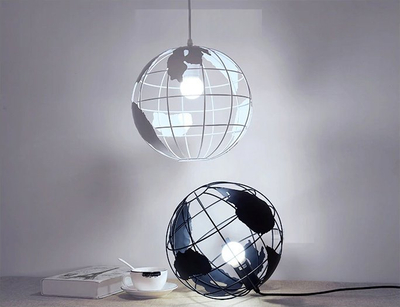 Lampë varëse Globus Metal, E27 40W, metal, e bardhë