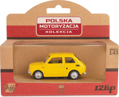 Maket makine PRL Collection Fiat 126p Daffi, shkalla 1:43, metal, i verdhë