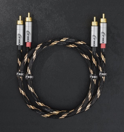 Kabllo audio FiiO LR-RCA4, 2RCA në 2RCA, 0.8 m, e zezë