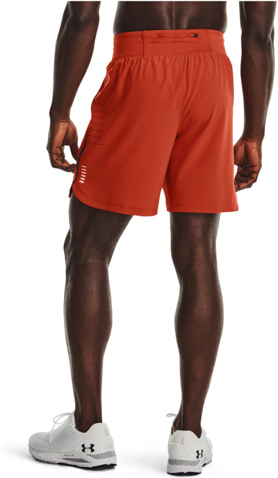 Pantallona të shkurtra vrapimi Under Armour Speedpocket Men, xhep i sigurt, material që thahet shpejt, portokalli