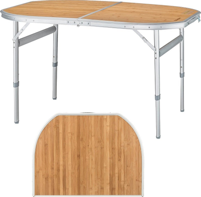 Tavolinë kampingu King Camp Bamboo, 120 x 80 cm, e palosshme, kafe