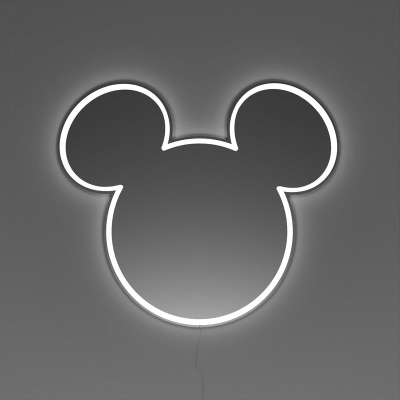 Декоративно неонско светло Yellowpop Disney Mickey Ears, 22.8 x 20 cm, USB, бела