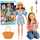 Kukull LeanToys Anlily Fashion, 30cm, me çantë dhe aksesorë, me fustan blu me lule