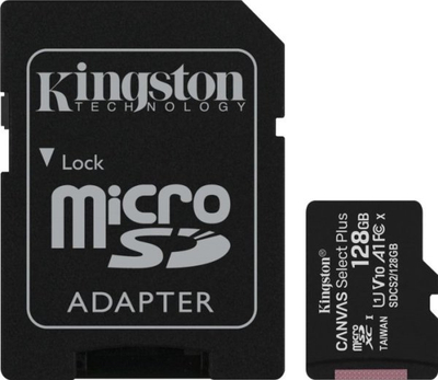 Kartë memorie microSD Kingston Canvas Select Plus, 128GB, UHS-I, me adapter