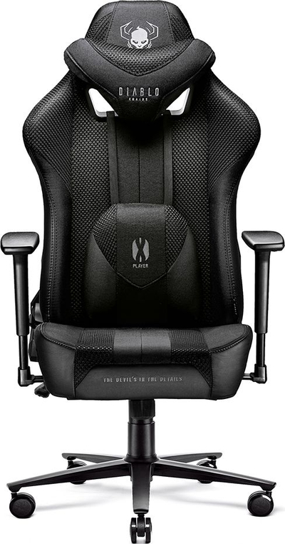 Гејминг столица Diablo Chairs X-PLAYER 2.0 King Size, ергономска, црна