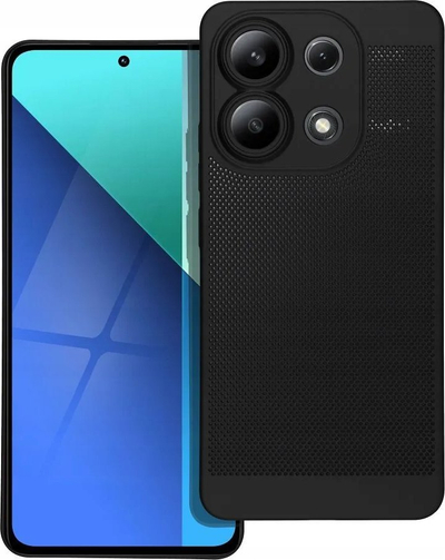 Mbrojtëse telefoni Breezy për Xiaomi Redmi Note 13, me vrima, plastike, e zezë