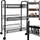 Raf lëvizës kuzhine Kitchen Shelves Mobile Rack 24749, me 3 kate, me rrota, ngjyrë e zezë