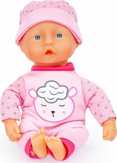Kukull beb Baby Doll, 20cm, sy fiks, set 6 copë, rozë
