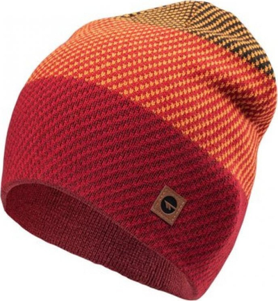 Kapelë dimri Hi-Tec Rolo, beanie për burra, 100% akrilik, e zezë me të kuqe