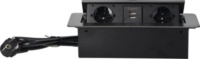 Prizë mobili ORNO OR AE 13126, 2xSchuko, 2xUSB 5V 2.1A, e zezë