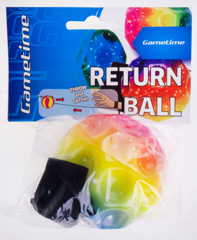 Lodër top me litar Roost Bungee Ball, me Velcro, ngjyra rainbow