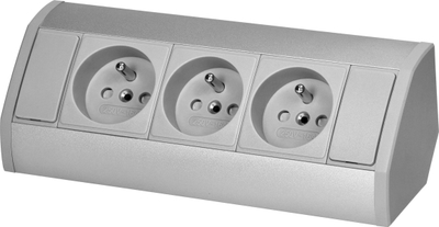 Prizë mobiljeje Orca 3x2P+E, 3680W, IP20, argjend
