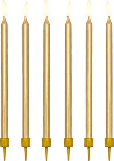 Qirinj ditëlindjeje Smooth Golden, 12 copë, 12.5 cm, ngjyrë ari metalike