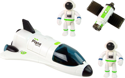 Set lodrash hapësinore Astronaut Rocket, anije kozmike me tinguj, figurina astronautësh, bardh e jeshile