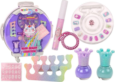 Set kozmetik për fëmijë LEAN Toys, me valixhe, vjollcë
