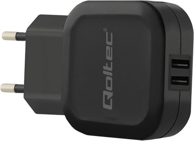 Karikues muri Qoltec 50185, 2x USB A, 2.4A, i zi