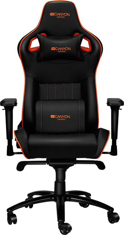 Karrige gaming Canyon Corax Hern Chair, lëkurë eco, mban deri 150 kg, e zezë me portokalli