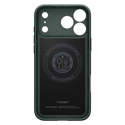 Kapak telefoni Spigen Thin Fit MagSafe për iPhone 17 Pro, plastik, jeshile Abyss