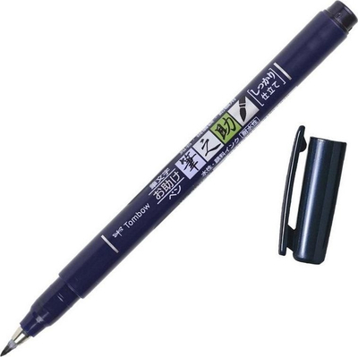 Set markerë brush Tombow Fudenosuke, 6 copë, majë e fortë, të zinj