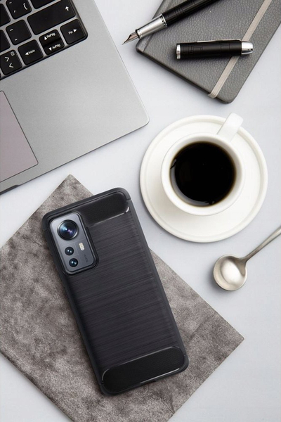 Mbulesë telefoni Armored Carbon Case për Xiaomi 14, TPU i butë, e zezë