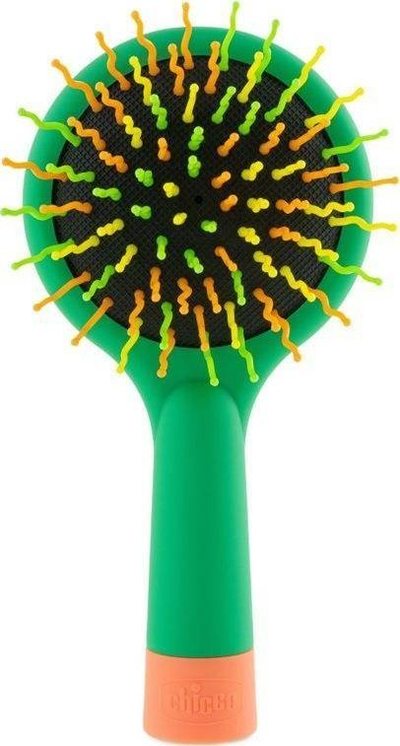Furçë flokësh për kalamaj Chicco Detangler Brush, dhëmbëza të buta e fleksibël, jeshile