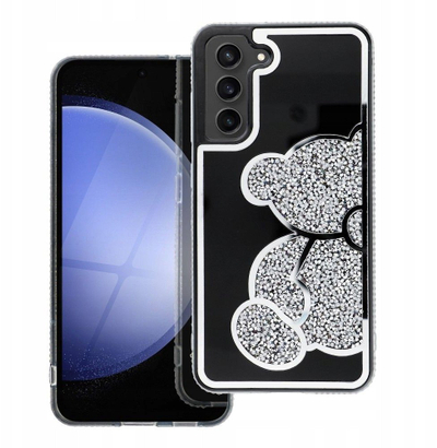 Телефонска маска Teddy Bear за Samsung S25, дизајн мече, сребрена