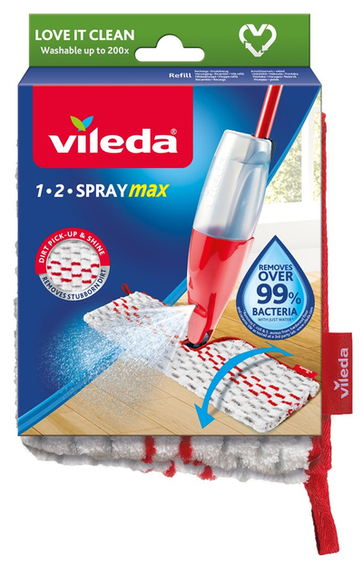 Mop Vileda 1-2 Spray Max, me spërkatje, mikrofibër, i kuq