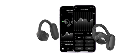 Спортски слушалки TOZO OpenEgo, True Wireless отворен тип, Bluetooth 5.3, со двоен микрофон, црни