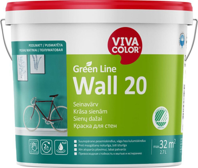 Bojë muri Viva Color Green Line Wall 20, e brendshme, 2.7L, e bardhë