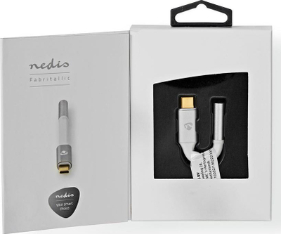 Adapter audio Nedis USB-C në 3.5 mm, 0.08 m, argjendtë bardhë