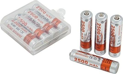Bateri të rikarikushme AAA R03, 2500mAh, set me 4 copë, Ni MH