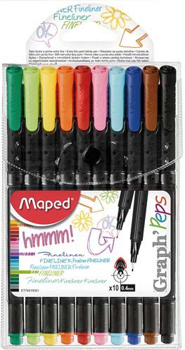 Set stilolapsa me majë të hollë Maped Graph Peps, 10 copë, shumëngjyrëshe