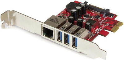 Kontrollor PCIe StarTech X1 (PEXUSB3S3GE), 3x USB 3.0 + Ethernet