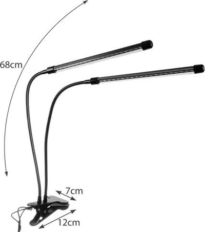 Llampë LED për bimë, 2 panele, me timer, me USB, e zezë