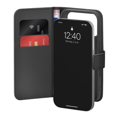 Mbulesë Puro PUIPC17P69BOOKC8BLK për iPhone 17 Pro Max, si portofol, me xhepa kartash, e zezë