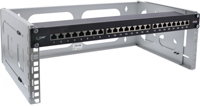 Rraf muri për rack InLine 19104C, 19", 4U, thellësi 24–40 cm, gri
