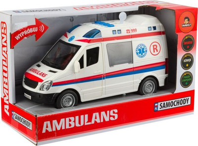 Makina lodër ambulancë Madej Rescue Car, dritë dhe tinguj, 27x16x12 cm, e bardhë