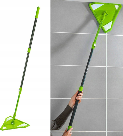 Fshesë me leckë Wenko Triangle, kokë trekëndëshe, dorëzë që zgjatet, jeshile