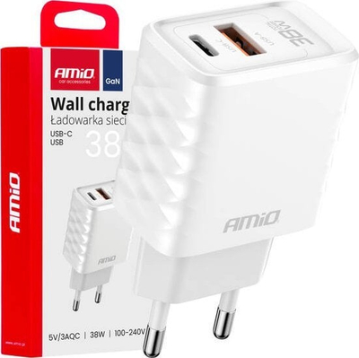 Karikues rrjeti AMiO 04287, 38W, USB C dhe USB, i bardhë